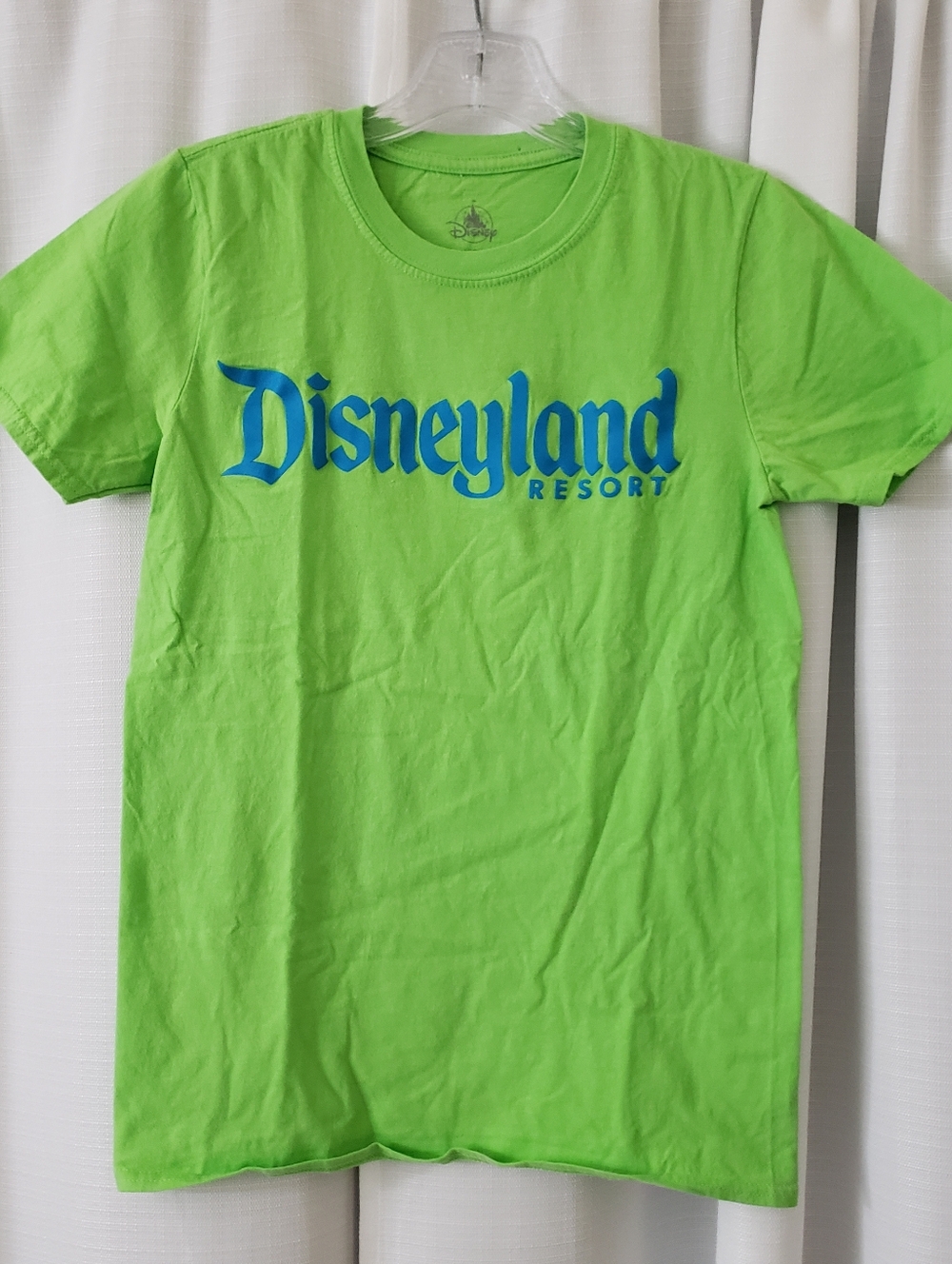 Small Disneyland Resort Lime Green Shirt With Blue Text - 100% Cotton